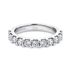 Gabriel & Co. Manila - 14K White Gold 11 Stone Shared Prong Set Diamond Wedding Band - 0.95 ct