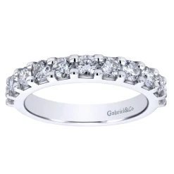 Gabriel & Co. Manila - 14K White Gold 11 Stone Shared Prong Set Diamond Wedding Band - 0.95 ct