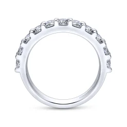 Gabriel & Co. Manila - 14K White Gold 11 Stone Shared Prong Set Diamond Wedding Band - 0.95 ct