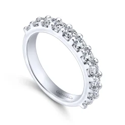 Gabriel & Co. Manila - 14K White Gold 11 Stone Shared Prong Set Diamond Wedding Band - 0.95 ct