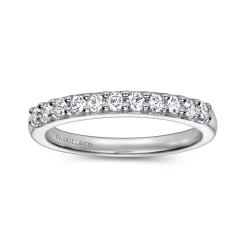 Clearance Gabriel & Co. Manila - 14K White Gold 11 Stone Shared Prong Diamond Anniversary Band - 0.3 ct