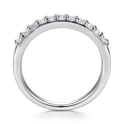 Clearance Gabriel & Co. Manila - 14K White Gold 11 Stone Shared Prong Diamond Anniversary Band - 0.3 ct