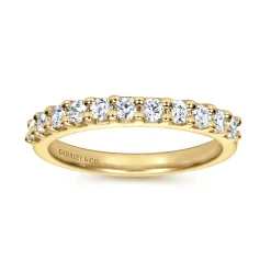 Clearance Gabriel & Co. Manila - 14K Yellow Gold 11 Stone Shared Prong Diamond Anniversary Band - 0.5 ct