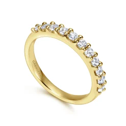 Clearance Gabriel & Co. Manila - 14K Yellow Gold 11 Stone Shared Prong Diamond Anniversary Band - 0.5 ct