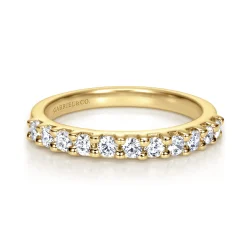 Clearance Gabriel & Co. Manila - 14K Yellow Gold 11 Stone Shared Prong Diamond Anniversary Band - 0.5 ct