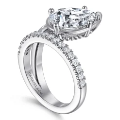New Gabriel & Co. Margo - 14K White Gold Bezel Prong Pear Shape Wrap Engagement Ring