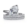 Gabriel & Co. Margo - 14K White Gold Bezel Prong Pear Shape Wrap Engagement Ring