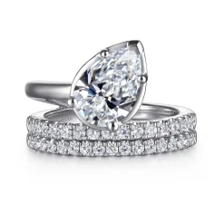 Gabriel & Co. Margo - 14K White Gold Bezel Prong Pear Shape Wrap Engagement Ring