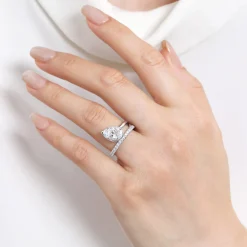 Gabriel & Co. Margo - 14K White Gold Bezel Prong Pear Shape Wrap Engagement Ring