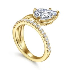 Hot Gabriel & Co. Margo - 14K Yellow Gold Bezel Prong Pear Shape Wrap Engagement Ring