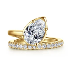 Hot Gabriel & Co. Margo - 14K Yellow Gold Bezel Prong Pear Shape Wrap Engagement Ring
