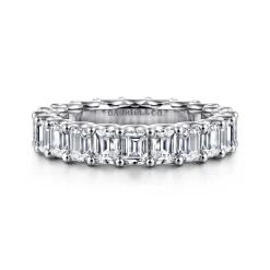 Online Gabriel & Co. Mariposa - 14K White Gold Scallop Setting Emerald Cut Diamond Eternity Band - 3.3 ct