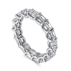 Hot Gabriel & Co. Mariposa - 14K White Gold Scallop Setting East West Emerald Cut Diamond Eternity Band - 2.9 ct