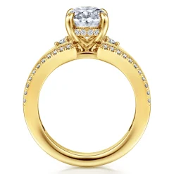 Online Gabriel & Co. Mariselle - 14K Yellow Gold Split Shank Oval Three Stone Diamond Engagement Ring