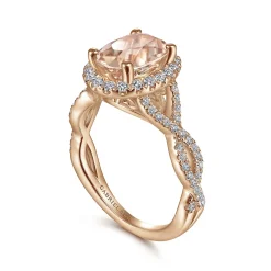 Outlet Gabriel & Co. Marissa - 14K Rose Gold Morganite and Diamond Halo Engagement Ring