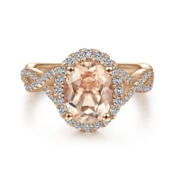 Outlet Gabriel & Co. Marissa - 14K Rose Gold Morganite and Diamond Halo Engagement Ring