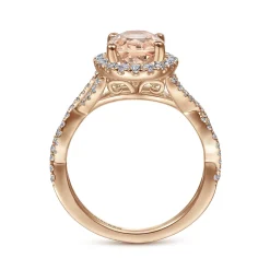 Outlet Gabriel & Co. Marissa - 14K Rose Gold Morganite and Diamond Halo Engagement Ring