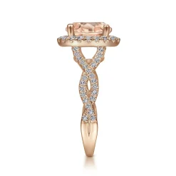 Outlet Gabriel & Co. Marissa - 14K Rose Gold Morganite and Diamond Halo Engagement Ring