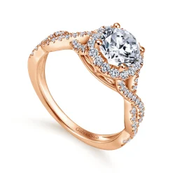 Best Gabriel & Co. Marissa - 14K Rose Gold Round Halo Diamond Engagement Ring