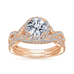 Best Gabriel & Co. Marissa - 14K Rose Gold Round Halo Diamond Engagement Ring