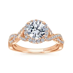 Best Gabriel & Co. Marissa - 14K Rose Gold Round Halo Diamond Engagement Ring