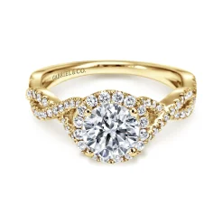 Hot Gabriel & Co. Marissa - 14K Yellow Gold Round Halo Diamond Engagement Ring