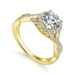 Hot Gabriel & Co. Marissa - 14K Yellow Gold Round Halo Diamond Engagement Ring