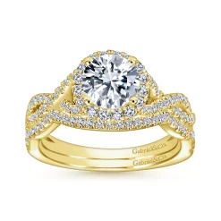 Hot Gabriel & Co. Marissa - 14K Yellow Gold Round Halo Diamond Engagement Ring