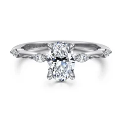 Gabriel & Co. Marline - 14K White Gold Oval Diamond Engagement Ring