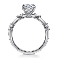 Best Gabriel & Co. Marline - 14K White Gold Round Diamond Engagement Ring
