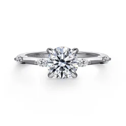 Best Gabriel & Co. Marline - 14K White Gold Round Diamond Engagement Ring