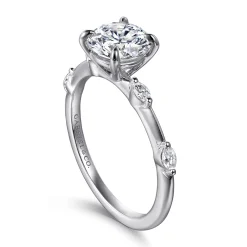Best Gabriel & Co. Marline - 14K White Gold Round Diamond Engagement Ring