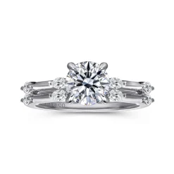 Best Gabriel & Co. Marline - 14K White Gold Round Diamond Engagement Ring