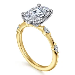 Best Gabriel & Co. Marline - 14K White-Yellow Gold Oval Diamond Engagement Ring
