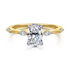Sale Gabriel & Co. Marline - 14K White-Yellow Gold Oval Diamond Engagement Ring