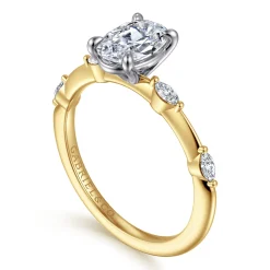 Sale Gabriel & Co. Marline - 14K White-Yellow Gold Oval Diamond Engagement Ring