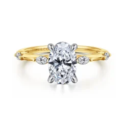 New Gabriel & Co. Marline - 14K White-Yellow Gold Oval Diamond Engagement Ring