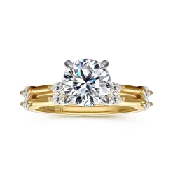 New Gabriel & Co. Marline - 14K White -Yellow Gold Round Diamond Engagement Ring