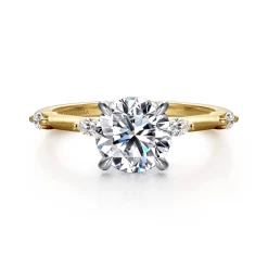 New Gabriel & Co. Marline - 14K White -Yellow Gold Round Diamond Engagement Ring