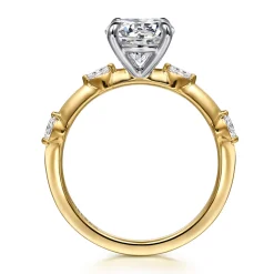 New Gabriel & Co. Marline - 14K White -Yellow Gold Round Diamond Engagement Ring