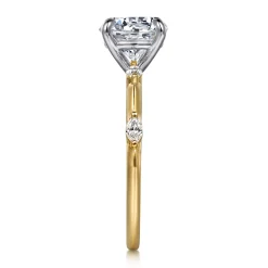 New Gabriel & Co. Marline - 14K White -Yellow Gold Round Diamond Engagement Ring