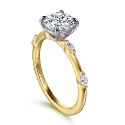 Outlet Gabriel & Co. Marline - 14K White -Yellow Gold Round Diamond Engagement Ring