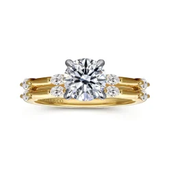 Outlet Gabriel & Co. Marline - 14K White -Yellow Gold Round Diamond Engagement Ring