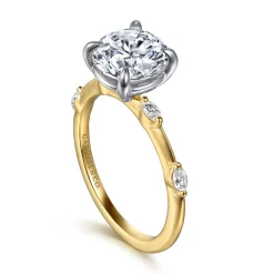 Gabriel & Co. Marline - 14K White -Yellow Gold Round Diamond Engagement Ring