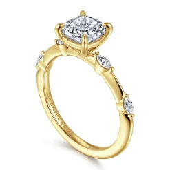 Sale Gabriel & Co. Marline - 14K Yellow Gold Cushion Cut Diamond Engagement Ring