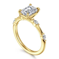 Hot Gabriel & Co. Marline - 14K Yellow Gold Emerald Cut Diamond Engagement Ring