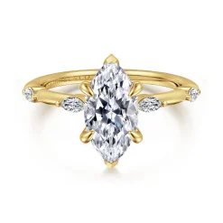 Best Gabriel & Co. Marline - 14K Yellow Gold Marquise Shape Diamond Engagement Ring