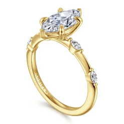 Best Gabriel & Co. Marline - 14K Yellow Gold Marquise Shape Diamond Engagement Ring