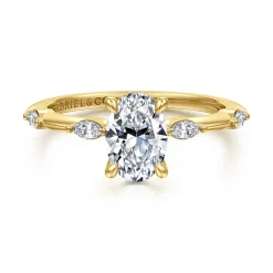 Sale Gabriel & Co. Marline - 14K Yellow Gold Oval Diamond Engagement Ring