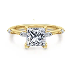 Outlet Gabriel & Co. Marline - 14K Yellow Gold Princess Cut Diamond Engagement Ring